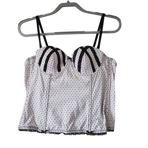 La Lingerie Y2K Coquette Goth Victorian Polkadot Padded Babydoll Corset XL - Picture 2 of 7